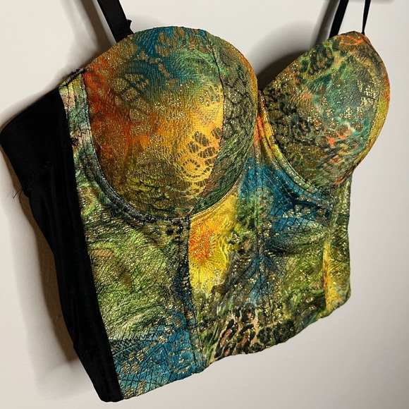 Multicolored Crop Top Bustier Adjustable/removable Straps S/M - Picture 1 of 10